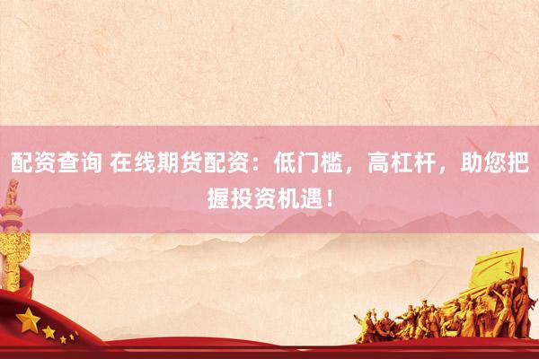 配资查询 在线期货配资：低门槛，高杠杆，助您把握投资机遇！