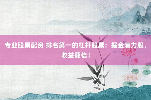 专业股票配资 排名第一的杠杆股票：掘金潜力股，收益翻倍！