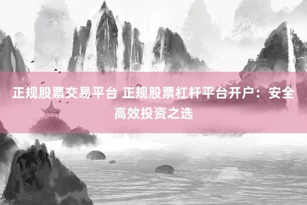 正规股票交易平台 正规股票杠杆平台开户：安全高效投资之选