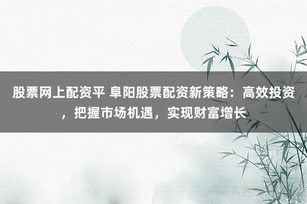 股票网上配资平 阜阳股票配资新策略：高效投资，把握市场机遇，实现财富增长