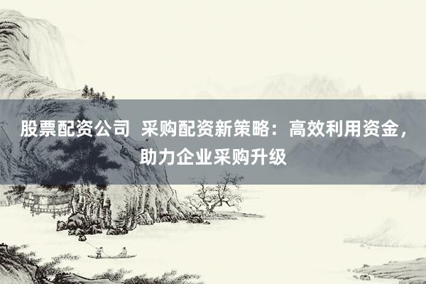 股票配资公司  采购配资新策略：高效利用资金，助力企业采购升级