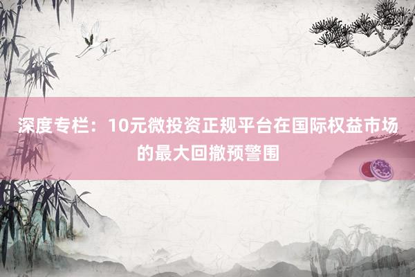 深度专栏：10元微投资正规平台在国际权益市场的最大回撤预警围