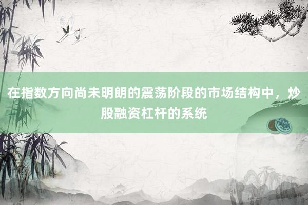 在指数方向尚未明朗的震荡阶段的市场结构中，炒股融资杠杆的系统