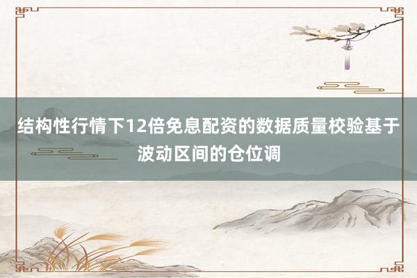 结构性行情下12倍免息配资的数据质量校验基于波动区间的仓位调